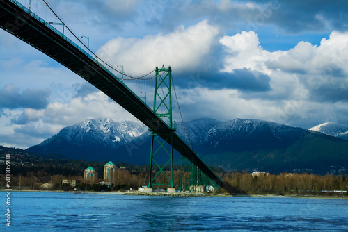 Lions Gate Bridge in Vancouver, Canada and Mount Fromme photo