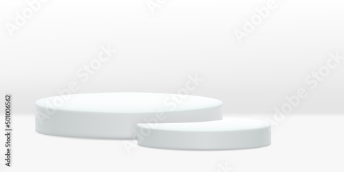 Vector realistic isolated podium platform in abstract stage for product placement and display on the white background.