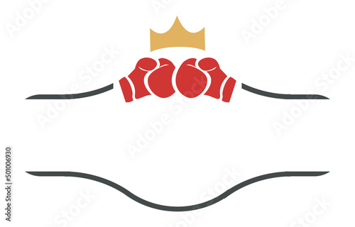 Boxing gloves with a crown and blank border frame
