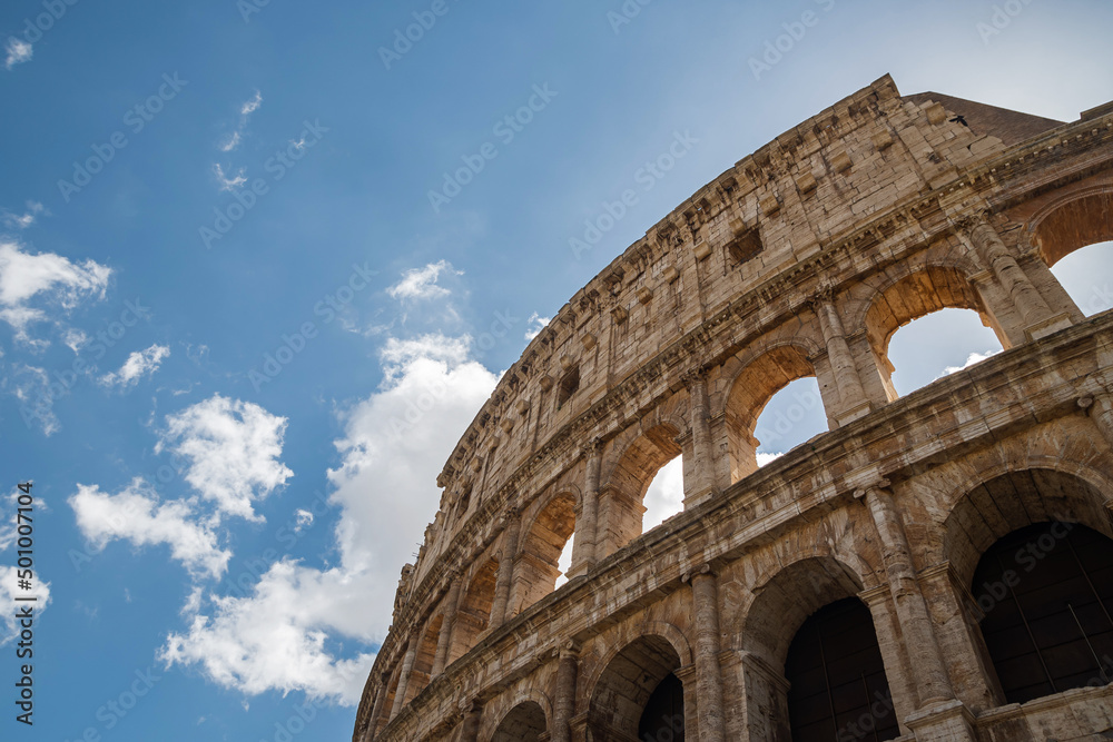 Colosseum in Rome, Italy. Tourist magnet for visitors. Popular place for walking.