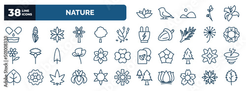 Foto set of nature web icons in outline style