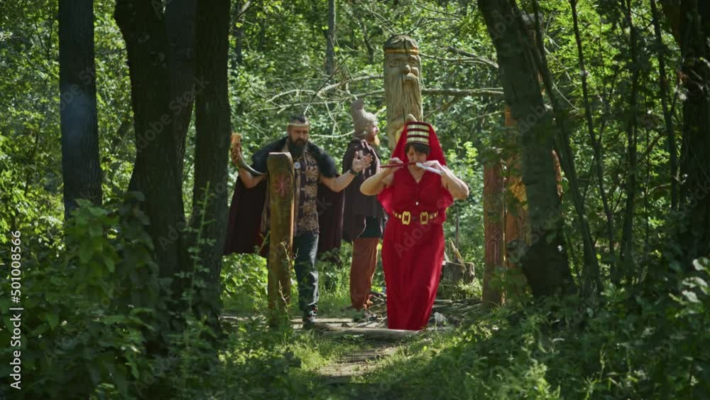 mystical fraternal rite on the blood of two warriors. the priestess and the shaman supervise the execution process. mystical fraternal rite on the blood of two warriors. the priestess and the shaman supervise the execution process.