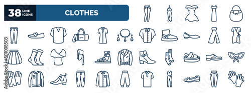 Fotografiet set of clothes web icons in outline style
