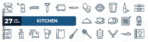 Foto set of kitchen web icons in outline style