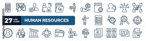 Canvas set of human resources web icons in outline style