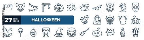 Obraz na plátně set of halloween web icons in outline style