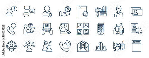 set of human resources web icons in outline style. thin line icons such as grievance, earnings, man, video conference, candidates, onboarding, selection process, company vector.