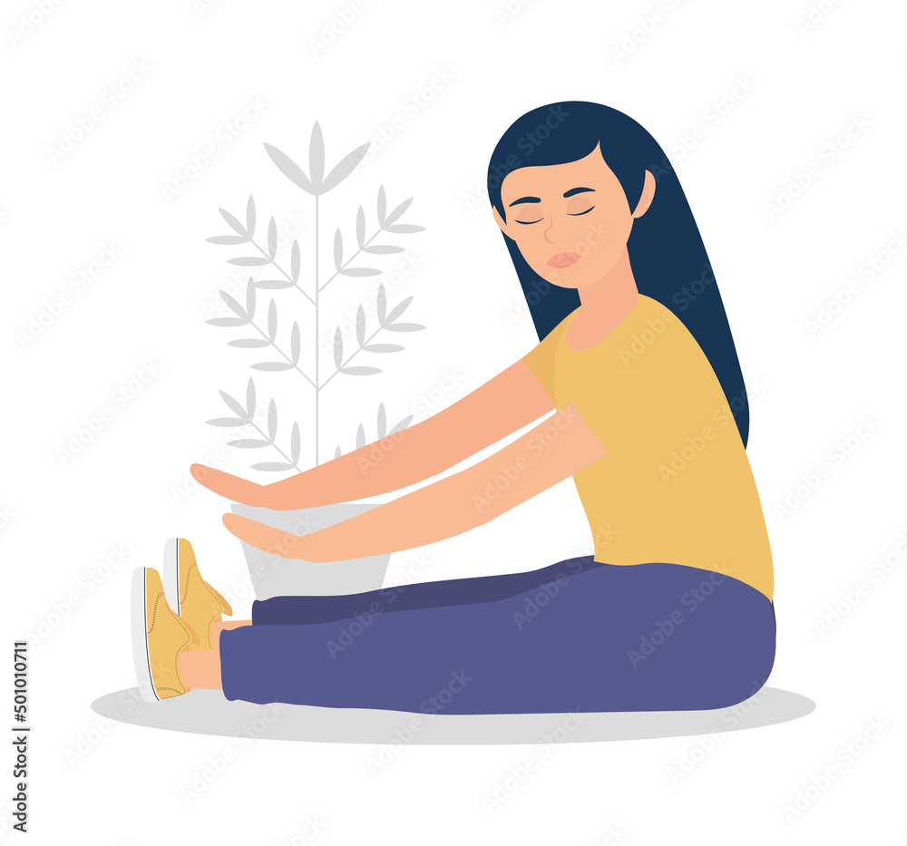 Fototapeta premium woman sitting practicing yoga