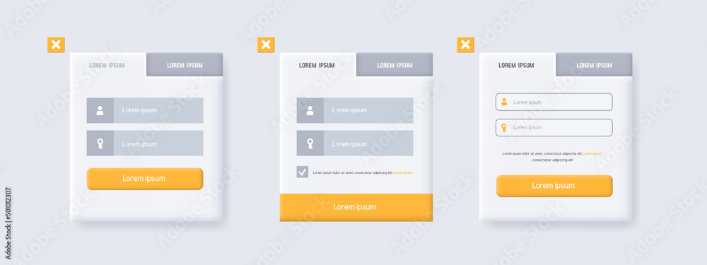 3d feedback form. Form template for the user interface of websites, applications, landing pages, etc. A set of feedback forms in claymorphism style. Vector illustration isolated on white background.