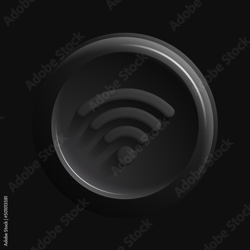 Black monochromatic WiFi Icon. 3D Internet Access Element. Vector illustration