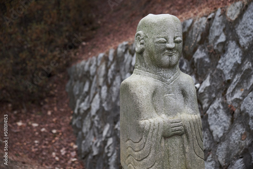 A stone statue made of Korean traditional stone.
