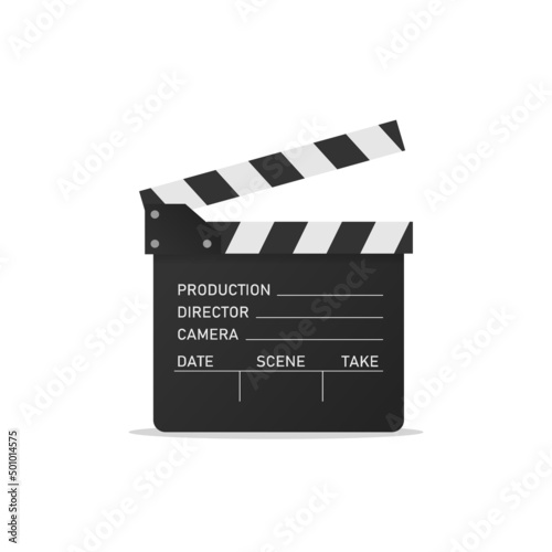 Movie clapper isolated on white background. Open clapperboard Vector EPS 10