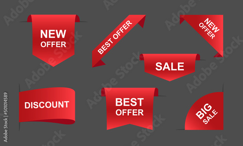 Sale ribbons banners in red. Vector illustration EPS 10