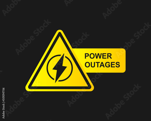 Power outage icon on a black background. Vector illustration EPS 10