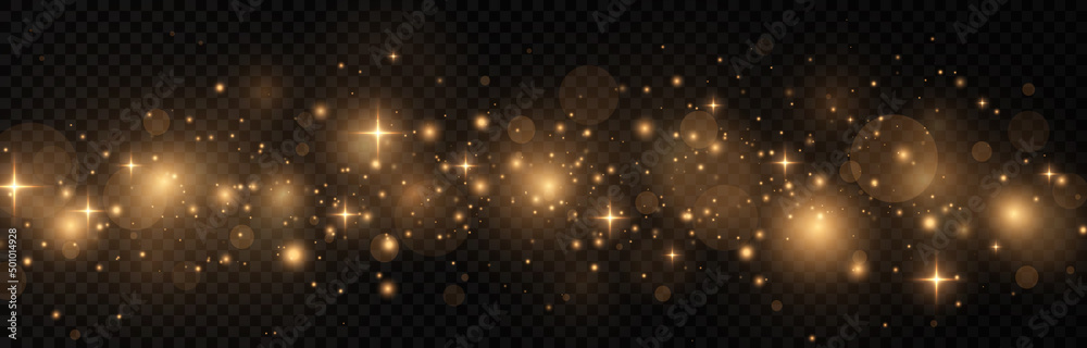 Golden sparks and glitter special light effect. Shining bokeh is isolated on a transparent background. Golden sparks and glitter special light effect. Shining bokeh is isolated on a transparent background.
