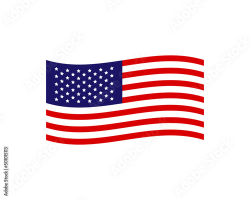 Waving Flag of USA country isolated on white background. Vector EPS 10