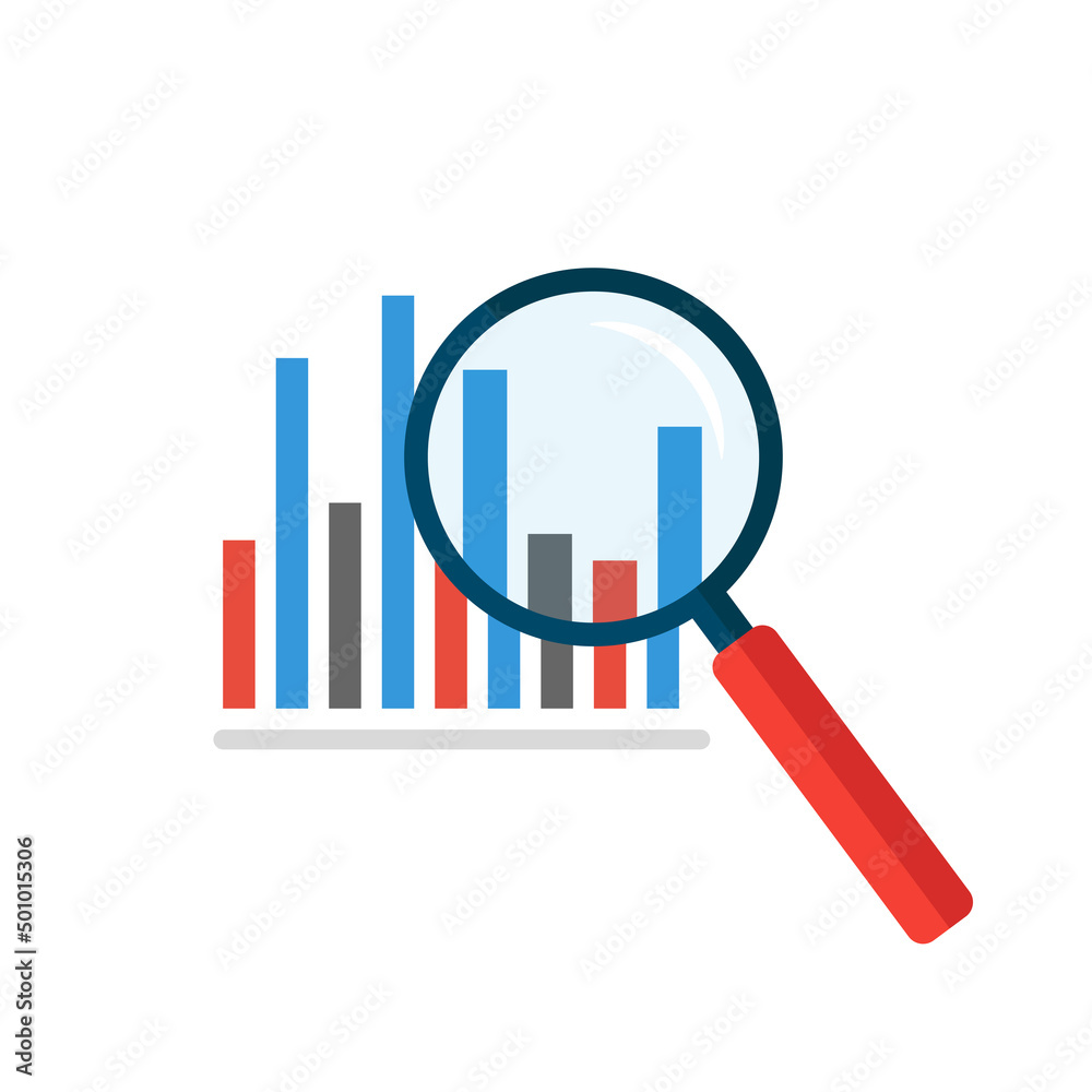 Magnifier analysis chart. Web market and finance analytics. Vector EPS 10 Magnifier analysis chart. Web market and finance analytics. Vector EPS 10