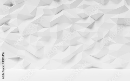 White geometric wall background 3d render