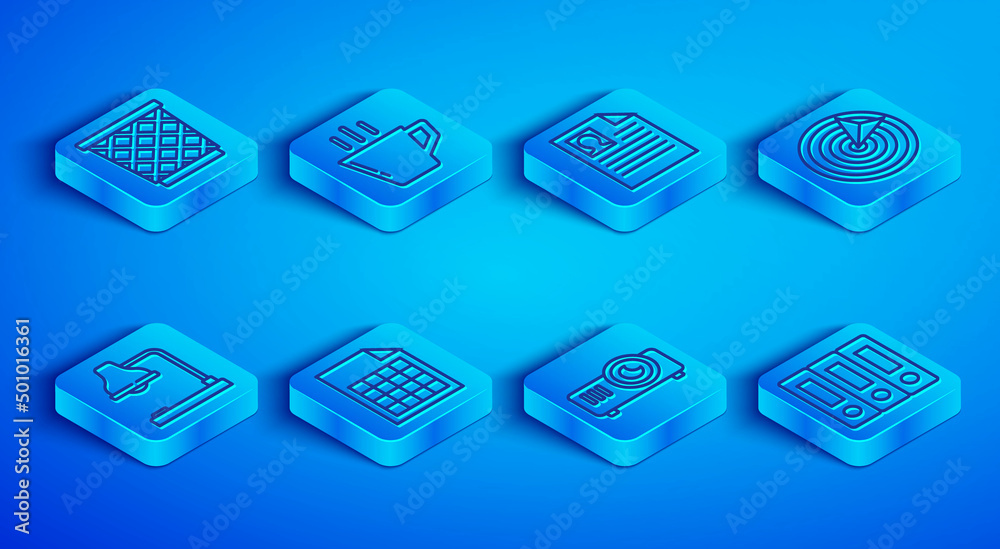 Set line Trash can, Coffee cup, Resume, File document, Movie, film, media projector, Target sport, Table lamp and Office folders icon. Vector Set line Trash can, Coffee cup, Resume, File document, Movie, film, media projector, Target sport, Table lamp and Office folders icon. Vector