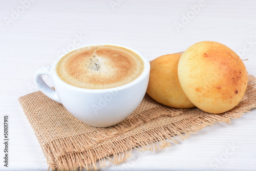 Obraz na płótnie almojabana space cheese bread on wooden background w salonie