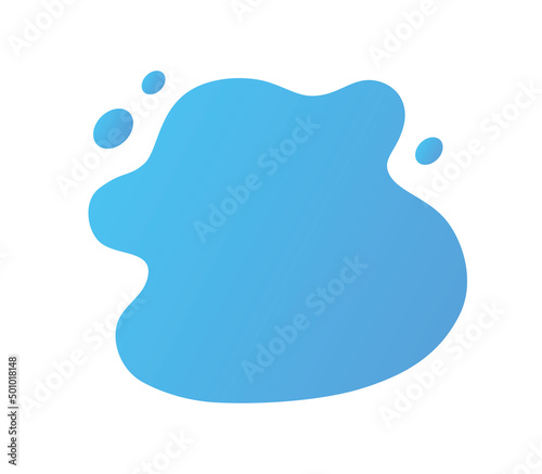 Blue abstract liquid shape amoeba badge backdrop, futuristic wavy frame background template, paint stain flat vector design.