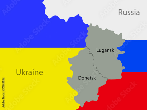 regions of the people's republics of Donetsk and Lugansk on the map