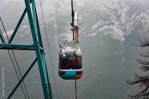 Gondola going up to mountain top
