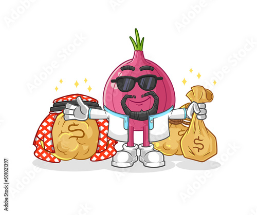 red onion rich arabian mascot. cartoon vector