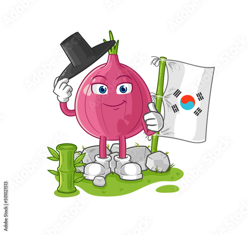 red onion korean character. cartoon mascot vector