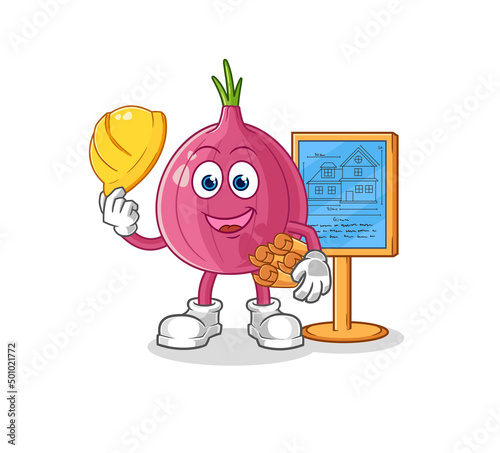 red onion Architect illustration. character vector