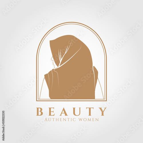 Muslim women wearing hijab vector logo design