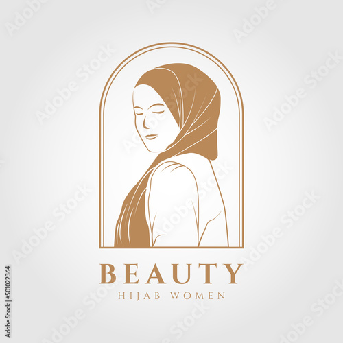 beautiful woman wearing hijab. muslim woman logo design