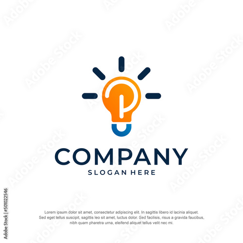 bulb logo initial p premium vector