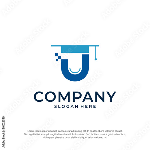 graduate logo initial u permium vector