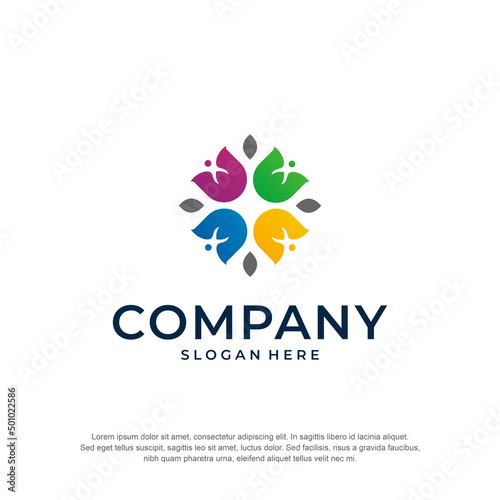 tulip flower community logo premium vector