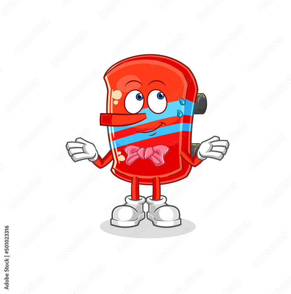 Obraz premium skateboard lie like Pinocchio character. cartoon mascot vector