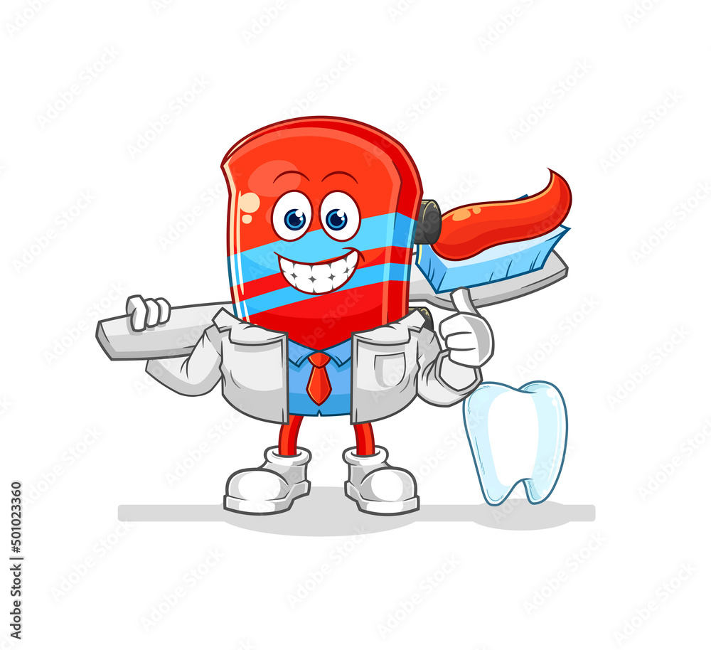 skateboard dentist illustration. character vector
