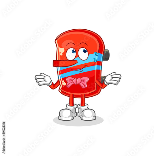 skateboard lie like Pinocchio character. cartoon mascot vector