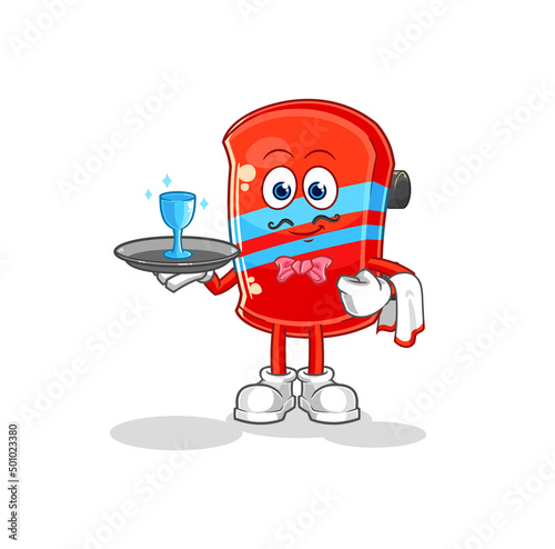 skateboard waiter cartoon. cartoon mascot vector