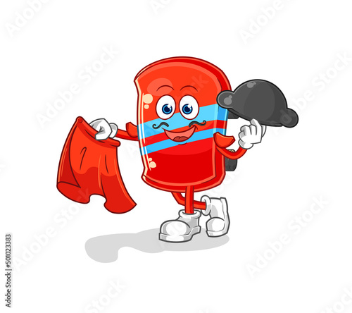 skateboard matador with red cloth illustration. character vector
