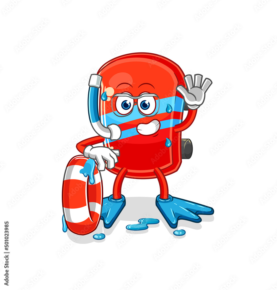skateboard swimmer with buoy mascot. cartoon vector