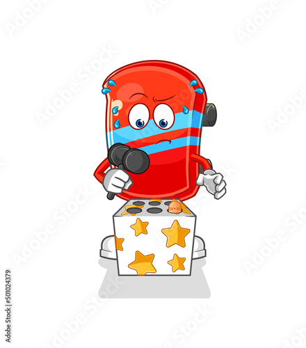 skateboard play whack a mole mascot. cartoon vector
