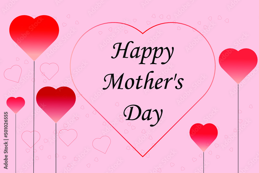 happy mother's day card with hearts