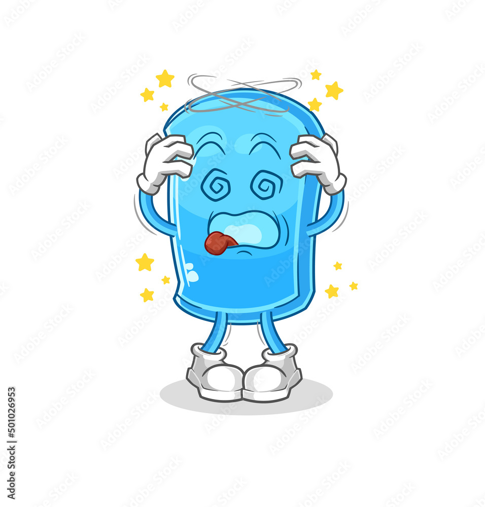 ski board dizzy head mascot. cartoon vector ski board dizzy head mascot. cartoon vector