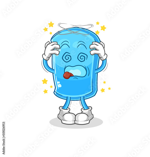 ski board dizzy head mascot. cartoon vector