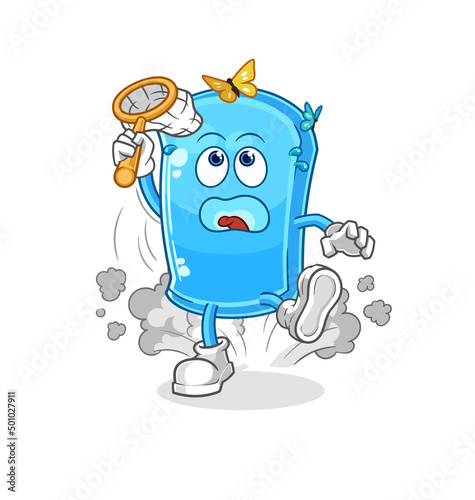 ski board catch butterfly illustration. character vector