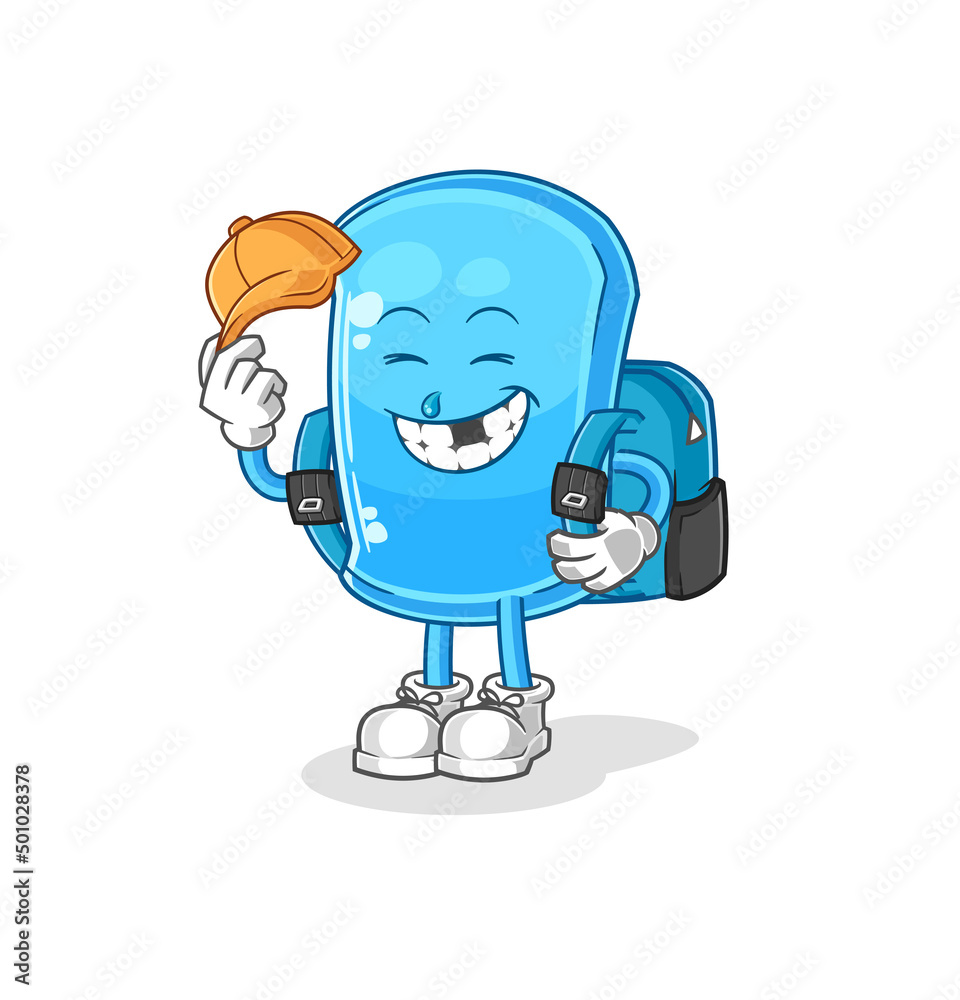 ski board goes to school vector. cartoon character ski board goes to school vector. cartoon character