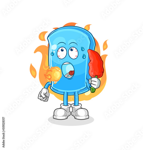 ski board eat hot chilie mascot. cartoon vector