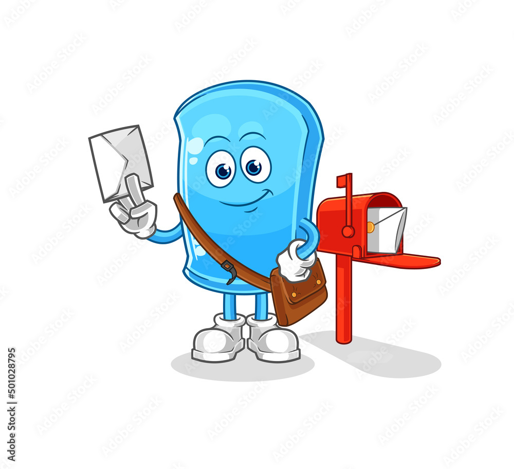 ski board postman vector. cartoon character ski board postman vector. cartoon character