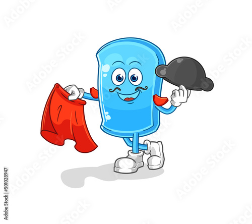 ski board matador with red cloth illustration. character vector